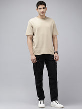 Men's Black Solid Cotton 7 Pockets Cargo Trouser